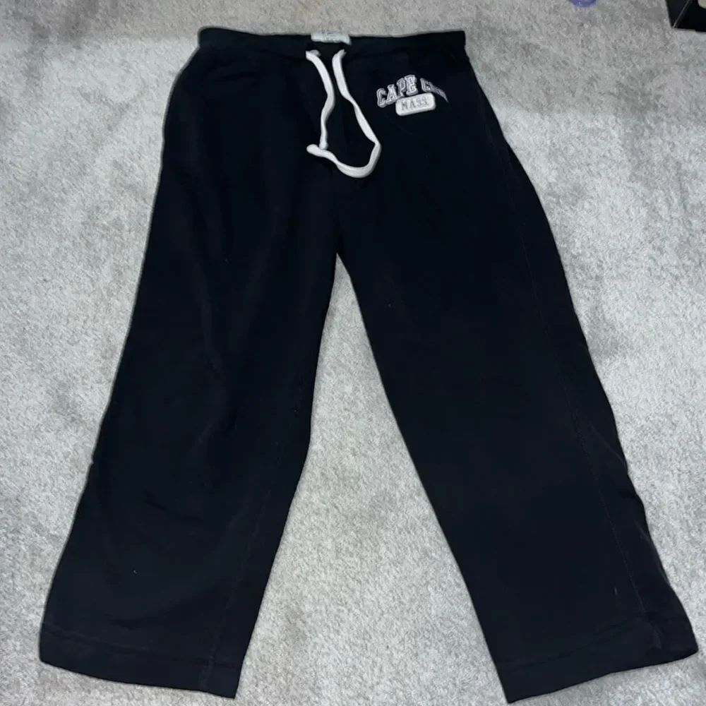 Cuffy's worn old Black Drawstring Fleece Sweatpants Coastal Cape COD MA XL mens